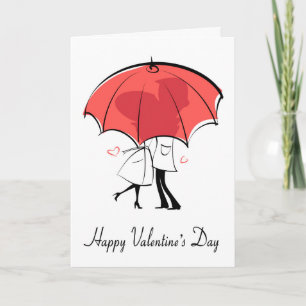 Carte Couple sous parapluie rouge pour la Saint-Valentin