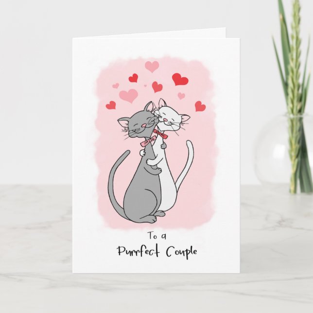 Carte Couple Valentines Gay Purrfect Cute Cats Card (Devant)