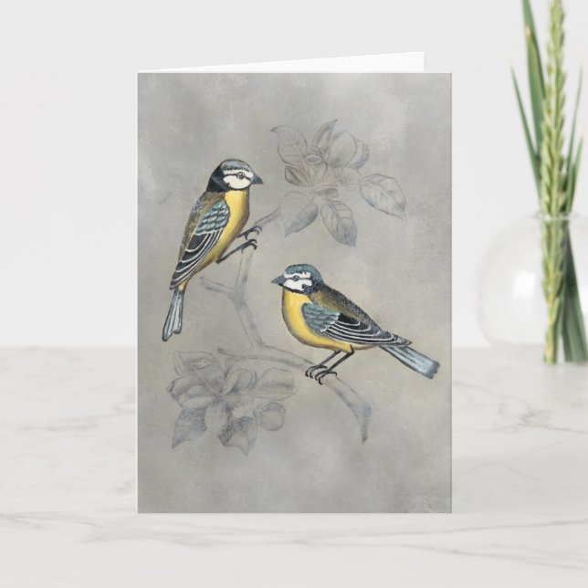 Carte Couples argentés d'oiseau de la volière | (Devant)