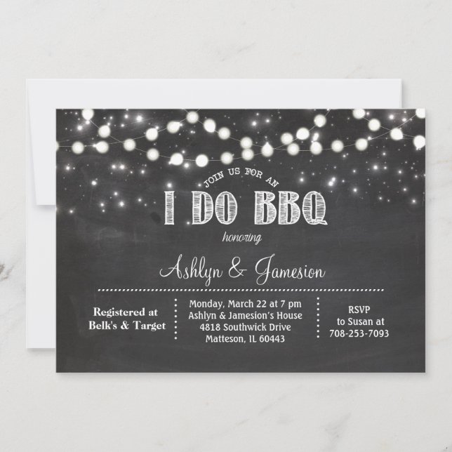 Carte Couples I DO BBQ Lights Summer Douche (Devant)
