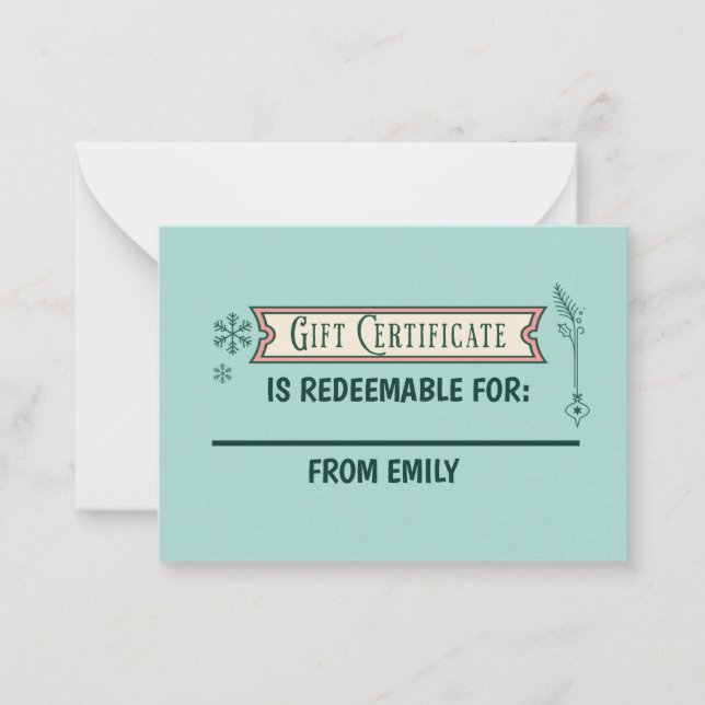 Carte Coupon de Noël personnalisée Rachat Cadeau (Devant)