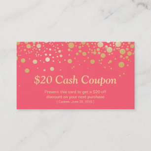 Carte Coupon de réduction Elégant corail rose poin