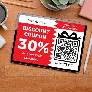 Carte Coupon de réduction numérique avec logo code QR vi
