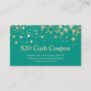 Carte Coupon Emerald Green Gold Dots
