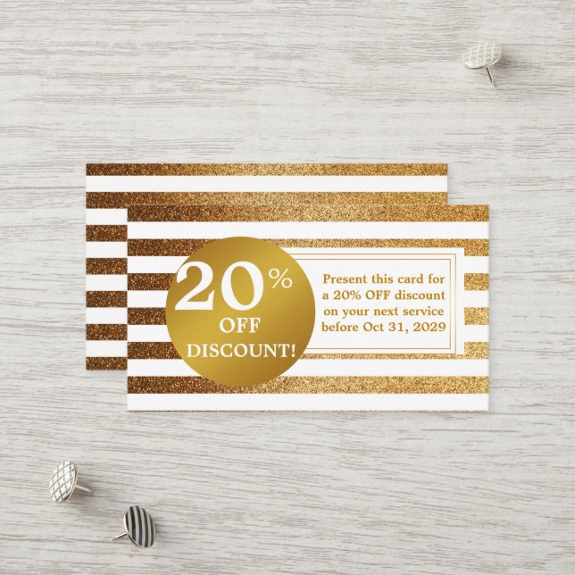 Carte Coupon Étiquette Blue and White Gold (Devant/Arrière en situation)