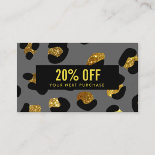 Carte Coupon Léopard Parties scintillant Gold Gris