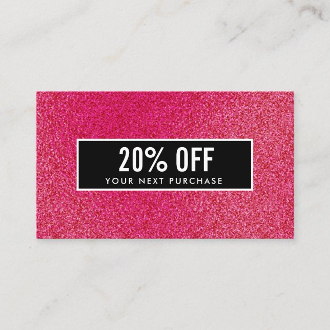 Carte Coupon noir Parties scintillant framboise (Devant)
