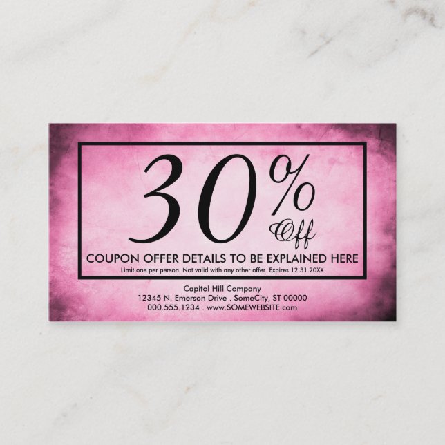 carte coupon parchemin rose (Devant)