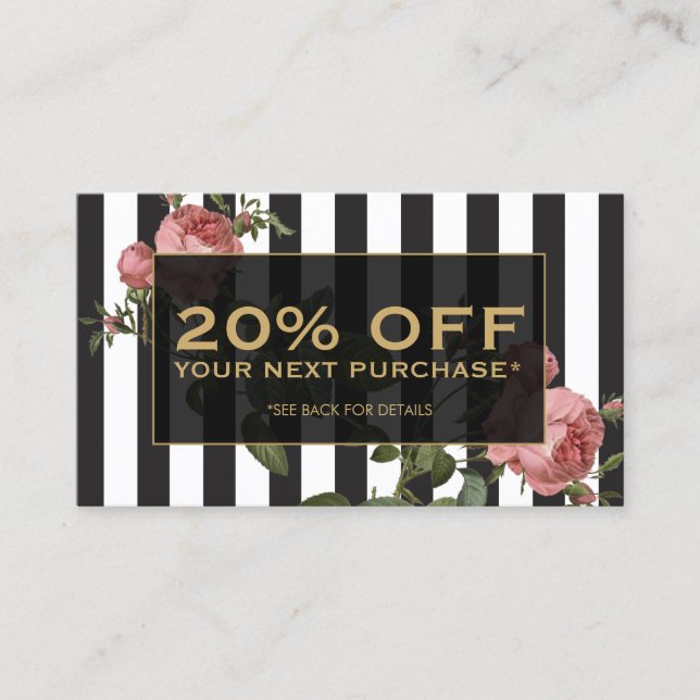 Carte Coupon vintage Florale (Devant)