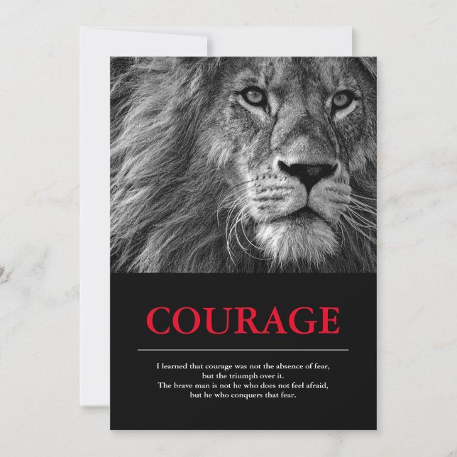Carte Courage Lion Motivationnel Inspiration (Devant)