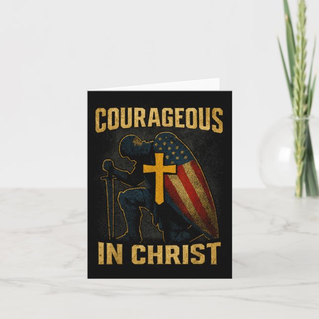 Carte Courageous In Christ Knight Cross Patriotic Usa Fl (Devant)