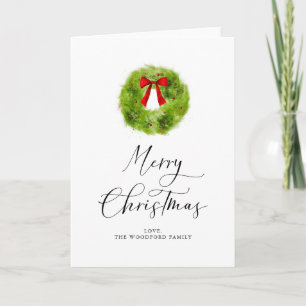 Carte Courbe de Noël Élégant Script Vacances