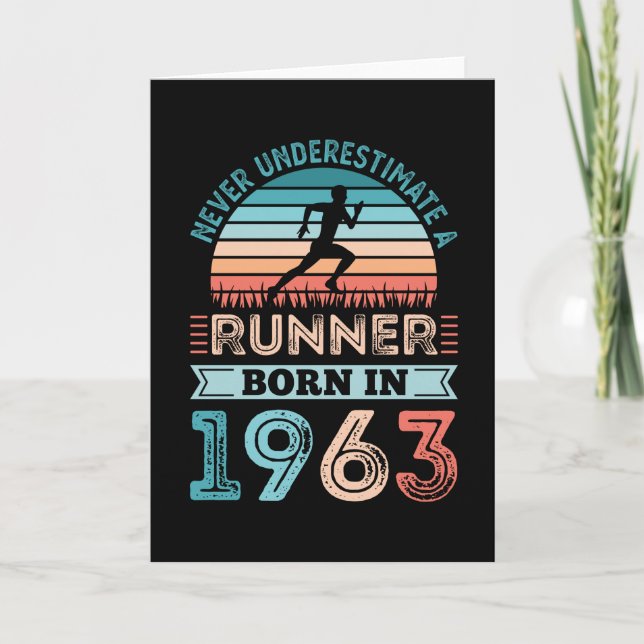 Carte Coureur né en 1963 60e anniversaire Cadeau coureur (Devant)