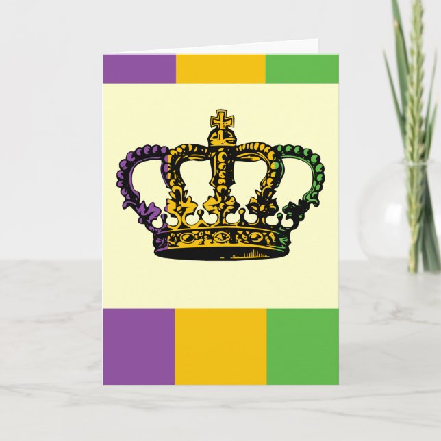 Carte Couronne de drapeau de mardi gras (Devant)