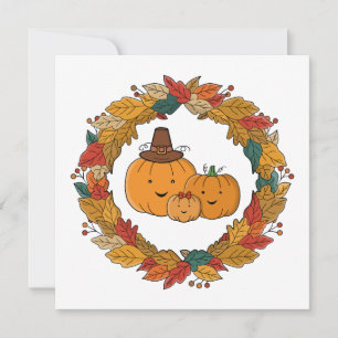 Carte Couronne de famille de citrouilles d'automne