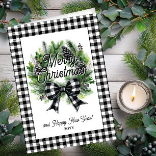 Carte Couronne de fêtes de Noël Joyeux Noël Non-Photo