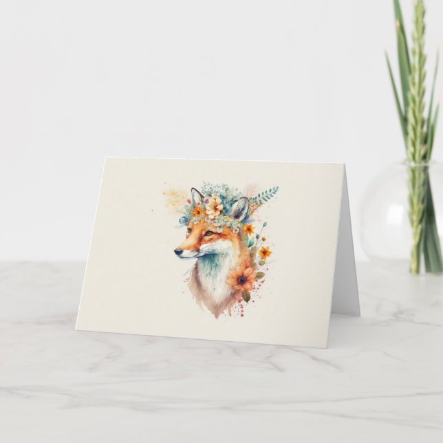 Carte Couronne de fleurs de renard aquarelle (Devant)