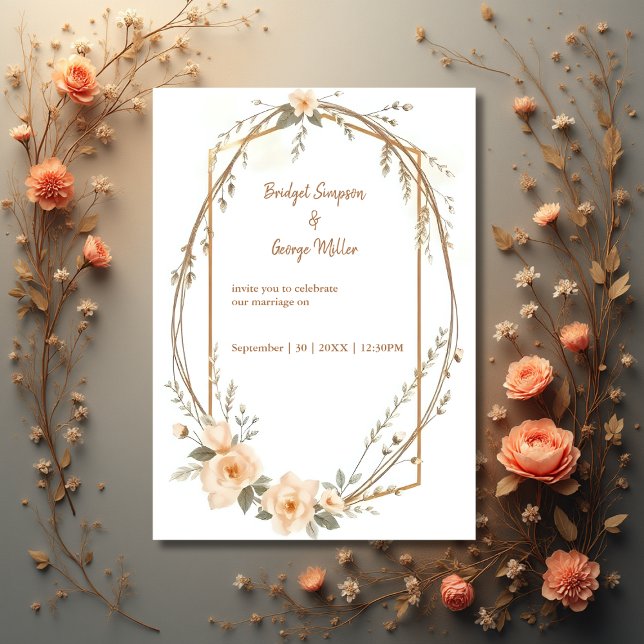 Carte couronne de Mariage à fleurs boho (Créateur téléchargé)