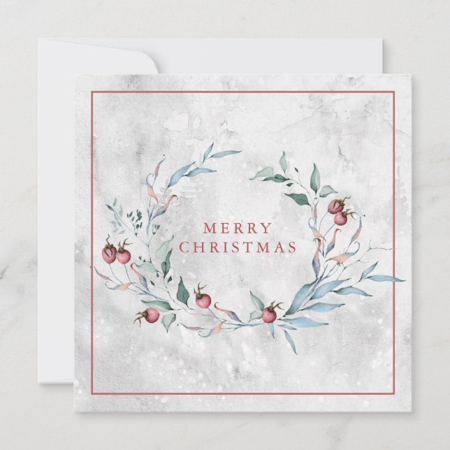 Carte Couronne de Noël botanique élégante (Devant)