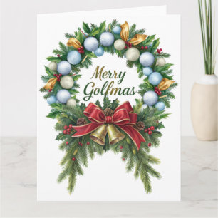 Carte Couronne de Noël de golf pour golfeur avec balle d