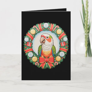 Carte Couronne de Noël de perroquet Conure à joue verte