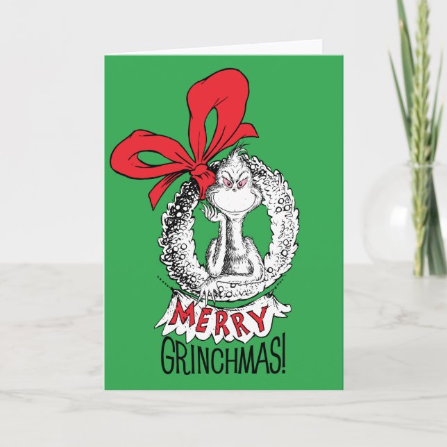Carte Couronne de Noël Grinch (Devant)