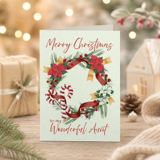 Carte Couronne de Noël pour Tante