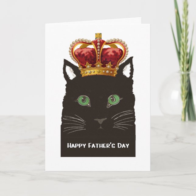 Carte Couronne de port heureuse de chat noir de fête des (Devant)