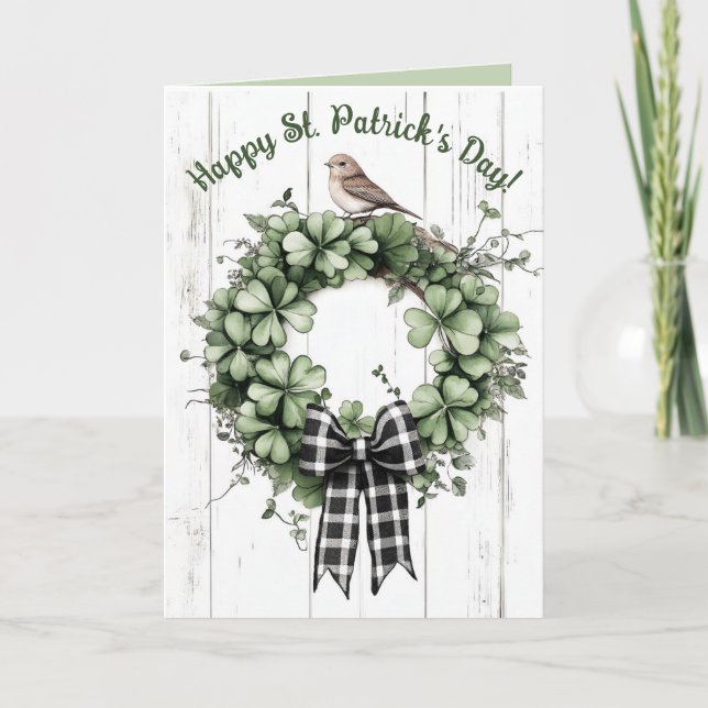 Carte Couronne de trèfle et Jour de la Saint Patrick d'o (Devant)