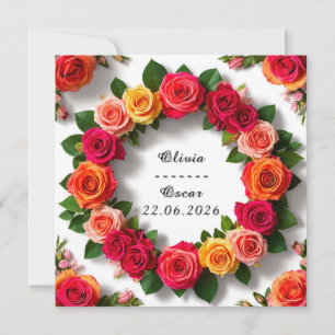 Carte Couronne florale de mariage colorée