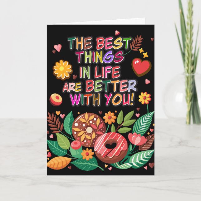 Carte Cours de la Saint-Valentin Boho Donuts et Fleurs (Devant)