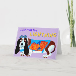 Carte Course de Basset Hound APPELLEZ-MOI JUSTE L'ÉCLAIR