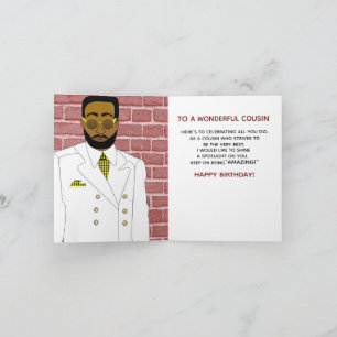 Carte Cousin africain-américain en costume blanc