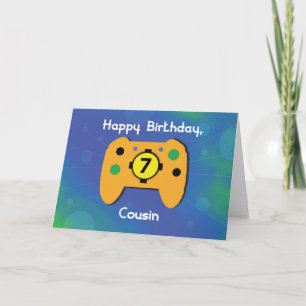 Carte Cousin Boy 7 ans Anniversaire Gamer Controller