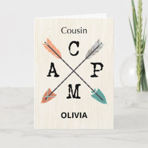 Carte Cousin Camp Personnalisez les flèches de nom
