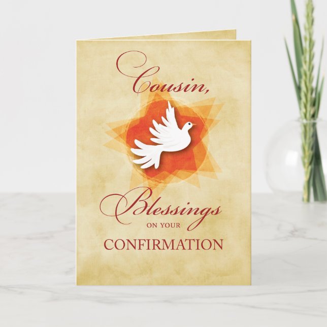 Carte Cousin, Confirmation Félicitations Blessin (Devant)