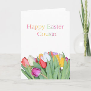 Carte Cousin Happy Easter Tulip