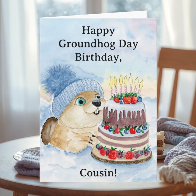 Carte Cousin Happy Groundhog Day Birthday  (Créateur téléchargé)