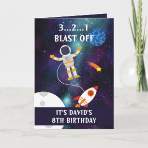 Carte Coute violet bleu Rocket Stars 8e anniversaire