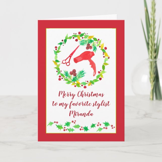 Carte Coutume de coiffeur de Joyeux Noël (Devant)