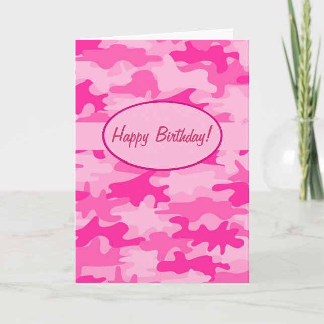 Carte Coutume rose fuchsia de joyeux anniversaire de (Devant)