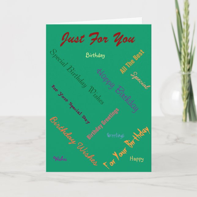 Carte couvert de texte coloré pour l'anniversaire (Devant)