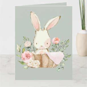Carte Couverture de lapin bébé vert sauge 