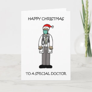 Carte Covid 19 Happy Christmas Doctor