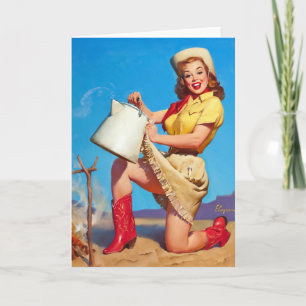 Carte Cow-girl avec le Pin de café