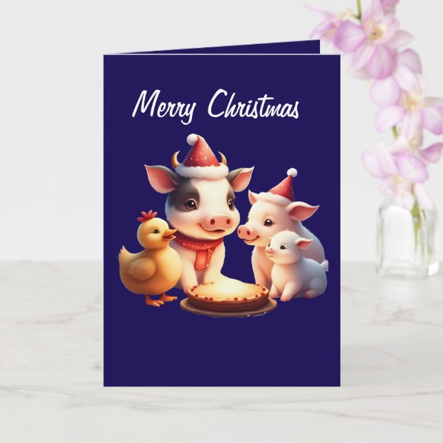 Carte cow, pig, lamb and chicken Folded Greeting Card (Orchidée)