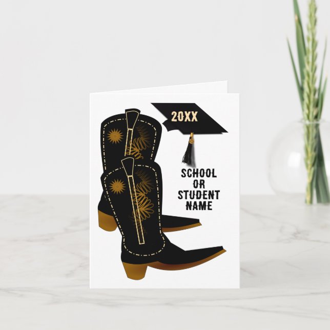 Carte Cowboy Boots Graduation (Devant)
