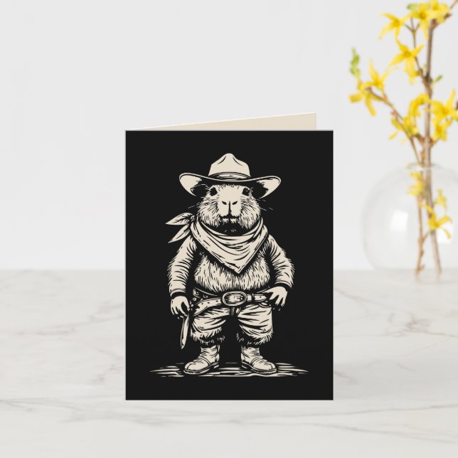 Carte cowboy capybara (Fleur jaune)