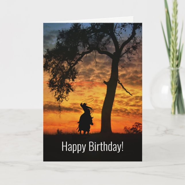Carte Cowboy Country Western Joyeux sentiers d'anniversa (Devant)