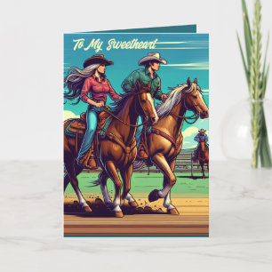 Carte Cowboy Cowgirl Occidental Personnalisé Chéri